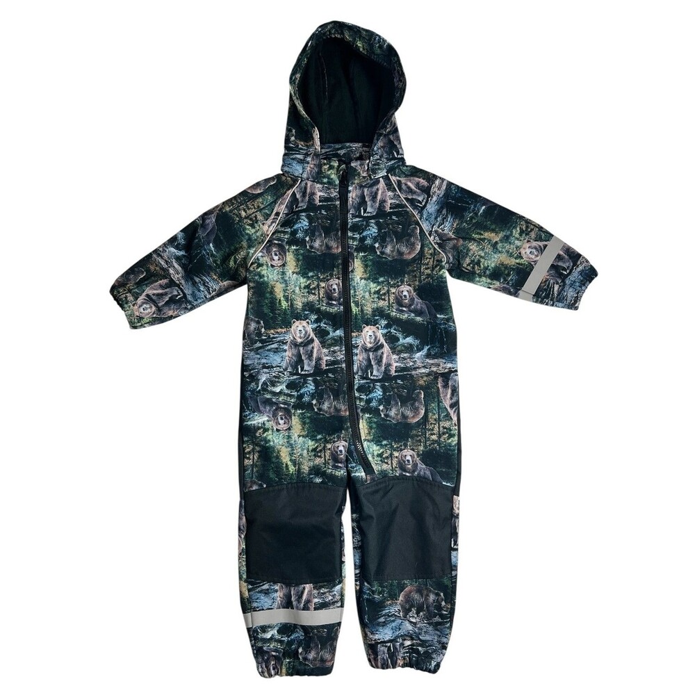 Toddler Fleece Backed Guppy Softshell Jumpsuit Detach Hood  12-18 mo  Bear Camo